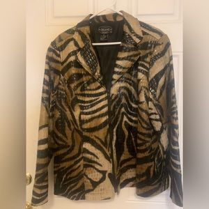 Selene Sport Jacket Full Zip Retro PolyVinyl  Vintage 90s Croc Print BrownBlack